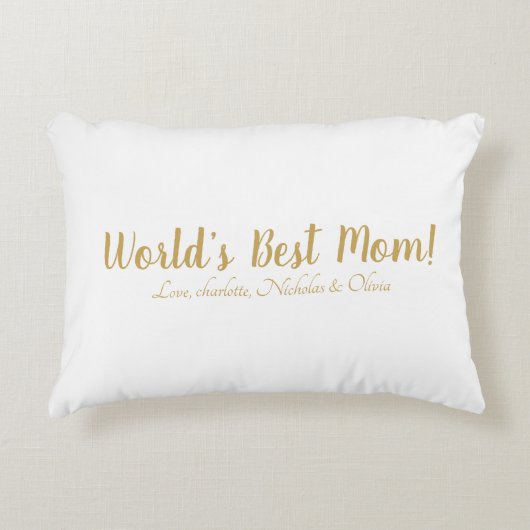 世界の最高の母金ゴールドのカスタム脚本かわいい アクセントクッション (正面)
