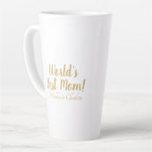 世界の最高の母金ゴールドのカスタム脚本かわいい カフェラテマグ (左アングル)