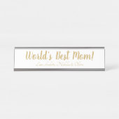 世界の最高の母金ゴールドのカスタム脚本かわいい デスクネームプレート (正面)