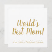 世界の最高の母金ゴールドのカスタム脚本かわいい 招待状 (正面/裏面)