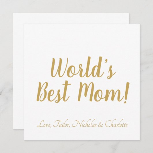世界の最高の母金ゴールドのカスタム脚本かわいい 招待状 (正面/裏面)