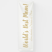 世界の最高の母金ゴールドのカスタム脚本かわいい 横断幕 (縦)