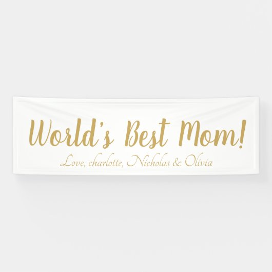 世界の最高の母金ゴールドのカスタム脚本かわいい 横断幕 (横)