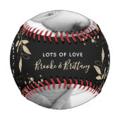 世界の最高の母金ゴールドグリッタースクリプト2フォトブラック 野球ボール (裏面)