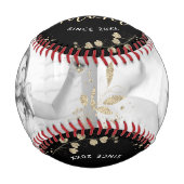 世界の最高の母金ゴールドグリッタースクリプト2フォトブラック 野球ボール (正面)