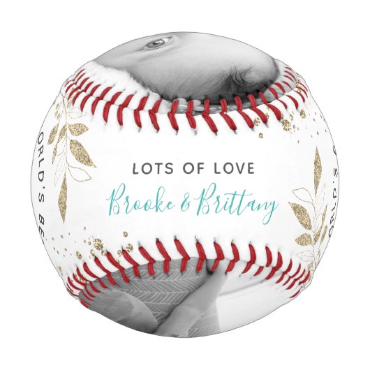 世界の最高の母金ゴールド植物台本2枚の写真 野球ボール (裏面)