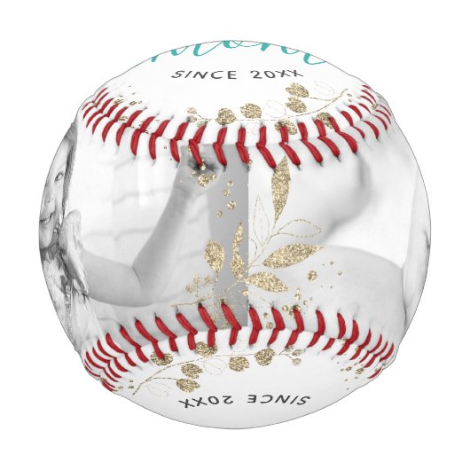 世界の最高の母金ゴールド植物台本2枚の写真 野球ボール (正面)