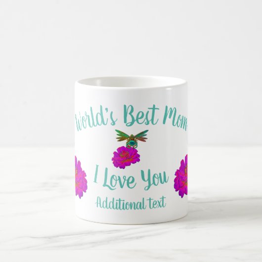 世界の最高の母《植物》百日草パーソナライズされた コーヒーマグカップ (中央)