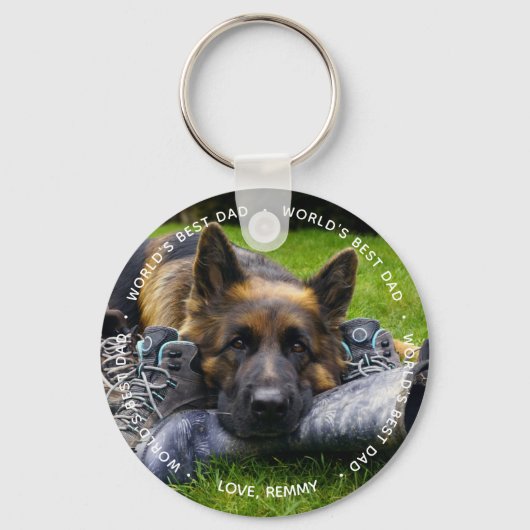 世界の最高の犬のパパ – ペットの写真 – 父の日 キーホルダー (正面)