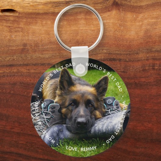 世界の最高の犬のパパ – ペットの写真 – 父の日 キーホルダー (正面)