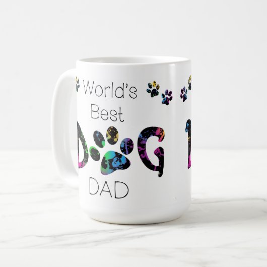 世界の最高の犬のパパ – 犬の父親の日 – 犬の足 コーヒーマグカップ (正面左)