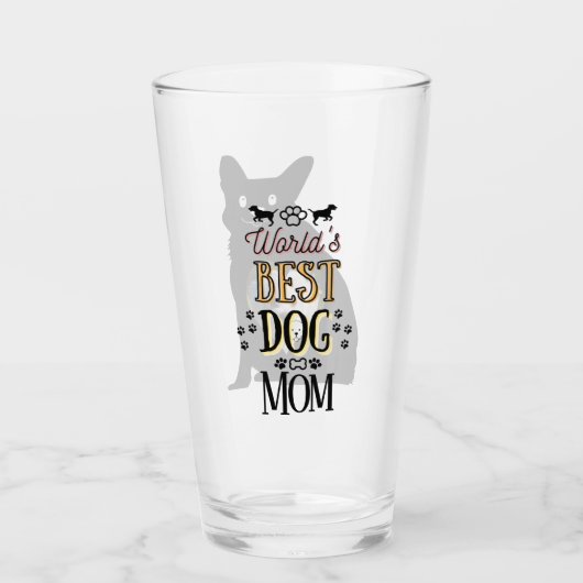 世界の最高の犬のママと文字の犬の写真カスタム タンブラーグラス (正面)
