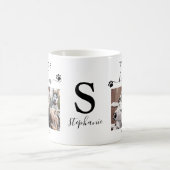 『世界の最高の犬の母足』でモノグラム3枚の写真を印刷 コーヒーマグカップ (中央)