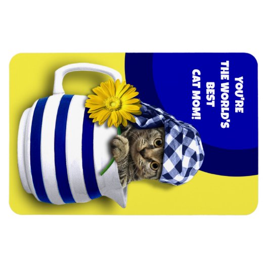 世界の最高の猫のママ。かわいい子ネコの母の日 マグネット (横)