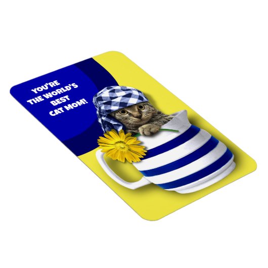 世界の最高の猫のママ。かわいい子ネコの母の日 マグネット (右側)