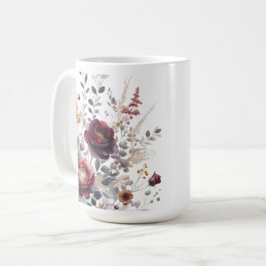 世界の最高の祖母フローラパーソナライズされた コーヒーマグカップ (正面左)