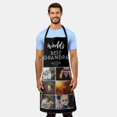 世界の最高の祖父カスタム6写真コラージュ エプロン (着用した状態)