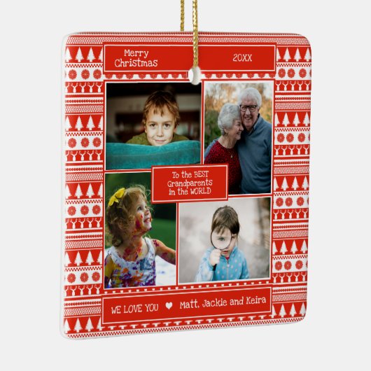 世界の最高の祖父母へ北欧の写真 セラミックオーナメント (右)