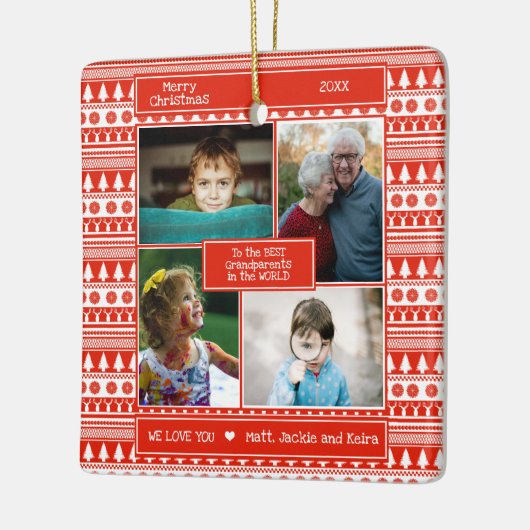 世界の最高の祖父母へ北欧の写真 セラミックオーナメント (左)