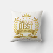 世界の最高の祖父母金ゴールドおもしろい クッション (裏面)