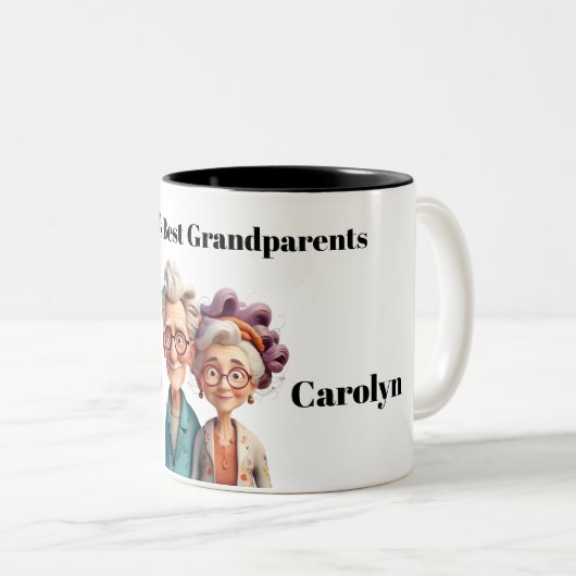 世界の最高の祖父母 – 漫画&おもしろい ツートーンマグカップ (正面右)