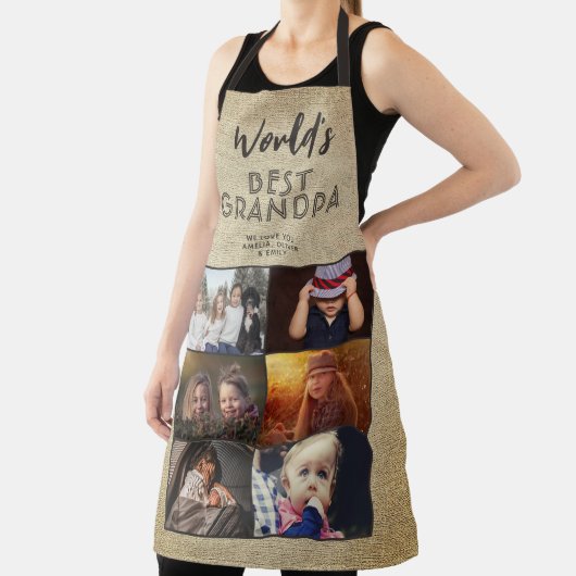 世界の最高の祖父素朴カスタム6写真コラージュ エプロン (インサイチュ)
