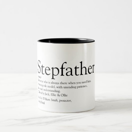 世界の最高の継父、継父の定義 ツートーンマグカップ (中央)