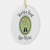 世界の最高の美容師ティーとギフト セラミックオーナメント (右)