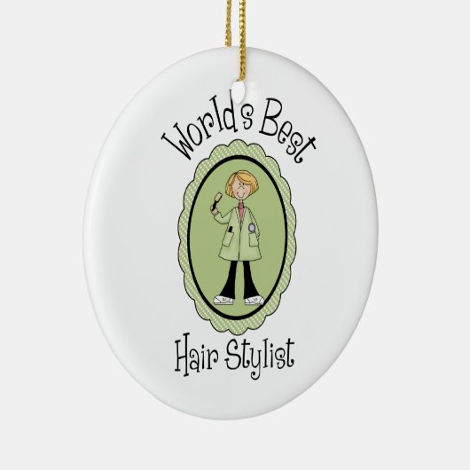 世界の最高の美容師ティーとギフト セラミックオーナメント (右)