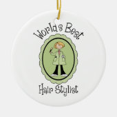 世界の最高の美容師ティーとギフト セラミックオーナメント (正面)