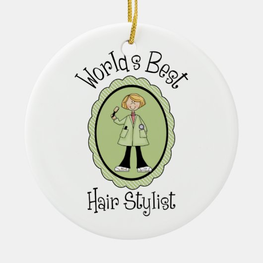 世界の最高の美容師ティーとギフト セラミックオーナメント (正面)