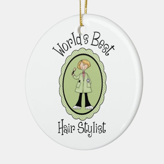 世界の最高の美容師ティーとギフト セラミックオーナメント (左)
