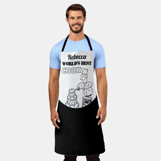 世界の最高の調理師、彼女の名前と – おもしろいギフト エプロン (着用した状態)