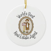 世界の最高の財実在の代理人のTeeとギフト セラミックオーナメント (正面)