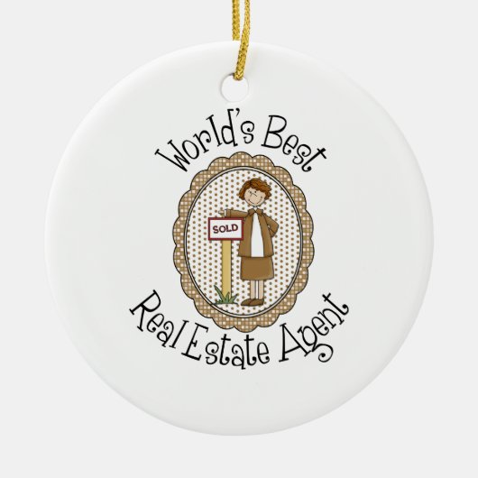 世界の最高の財実在の代理人のTeeとギフト セラミックオーナメント (正面)