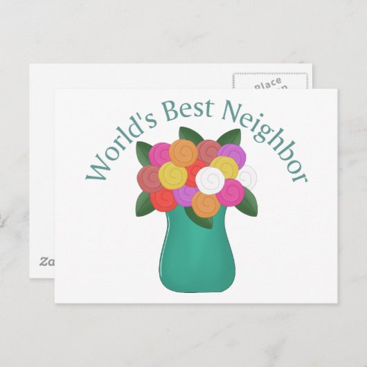世界の最高の隣人の贈り物とティー ポストカード (正面/裏面)