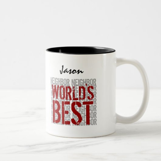 世界の最高の隣人名前をカスタムするB29J ツートーンマグカップ (右)