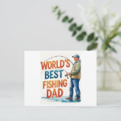 世界の最高の魚釣りパパ水カラーカード ポストカード (スタンド正面)