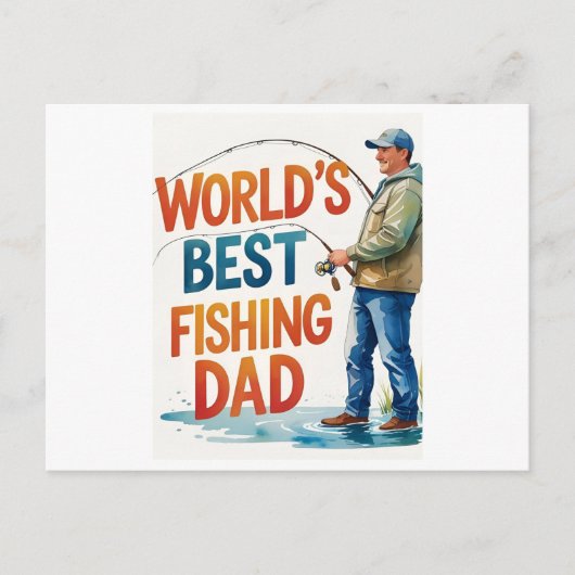 世界の最高の魚釣りパパ水カラーカード ポストカード (正面)