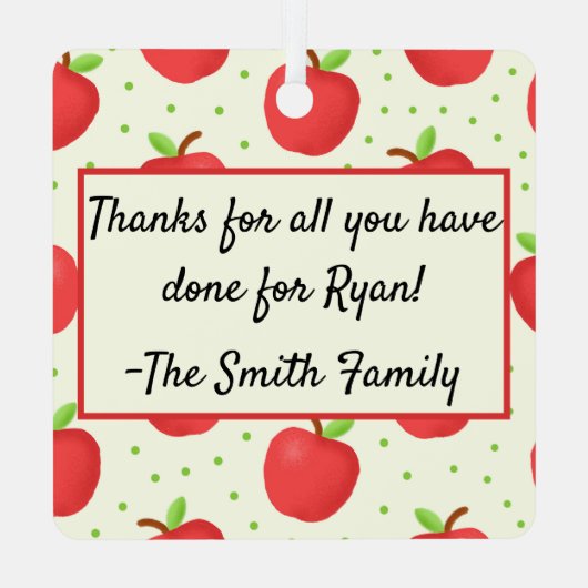 世界の最高のApple Accentsとの先生が満カスタムちた メタルオーナメント (裏面)