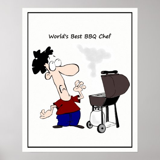 世界の最高のBBQ Chef Cartoon ポスター (正面)