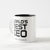 世界の最高のCEOギフトパーソナライズされたfor CEOボス ツートーンマグカップ (正面左)