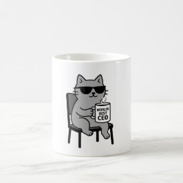 世界の最高のCEO - Smug Gray Cat Mug コーヒーマグカップ
