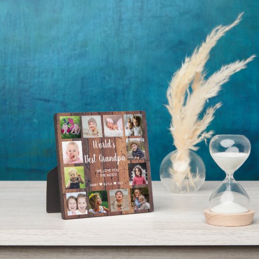 世界の最高のGrandpa 12フォトコラージパレット木材 フォトプラーク (インサイチュ)