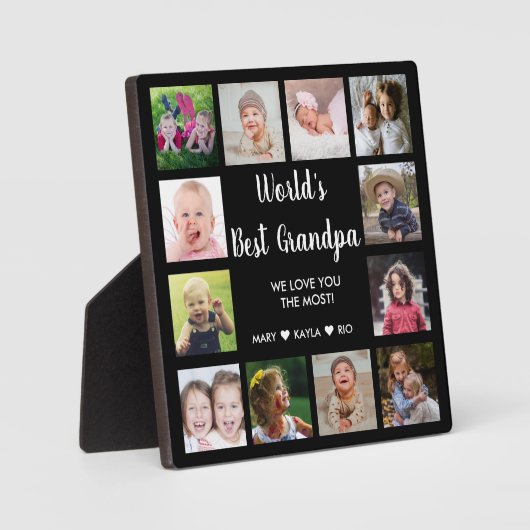 世界の最高のGrandpa Black 12フォトコラージュ フォトプラーク (正面)