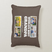 世界の最高のGrandpa Brown白色写真コラージュ アクセントクッション (裏面(縦))