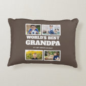 世界の最高のGrandpa Brown白色写真コラージュ アクセントクッション (裏面)
