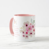 世界の最高のMUM母母の日の詩ピンクの花 マグカップ (正面左)