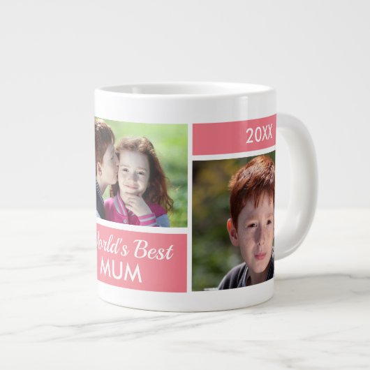 世界の最高のMum Photo Collage Giant Coffee Mug ジャンボコーヒーマグカップ (正面右)