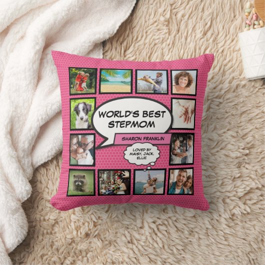 世界の最高のStepmom 12写真おもしろいピンク クッション (ブランケット)